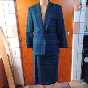Vintage Pendleton Plaid Tartan Suit Blazer Skirt Set
